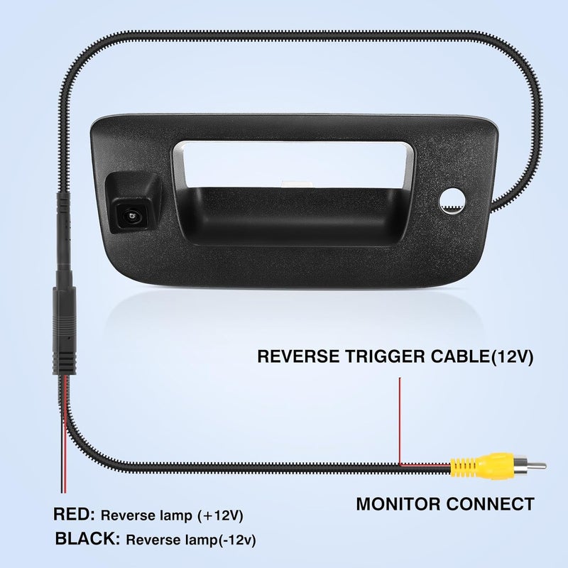 ACAUTO Tailgate Handle Backup Camera Fit for Chevy Silverado GMC Sierra 1500 2500 HD 2007-2013 Tailgate Reversing Rear View Park Assist Camera RCA Plug Replaces 22755304 - Image 5